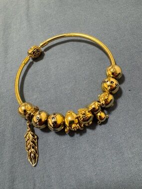 Pandora Gold Plated Bangle Bracelet with Disney Charms